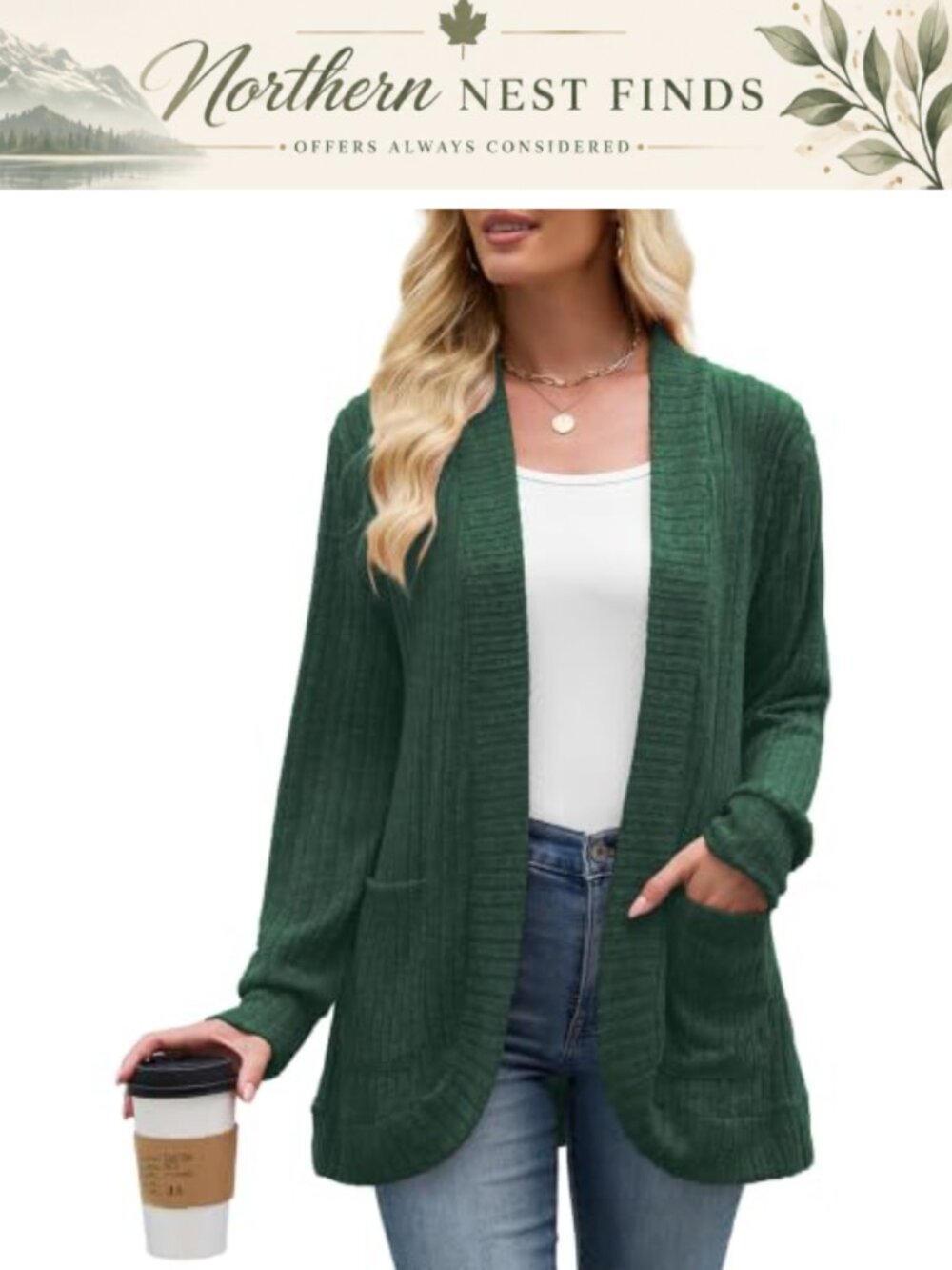 Lightweight Soft Knit Open Front Long Sleeve Cardigan